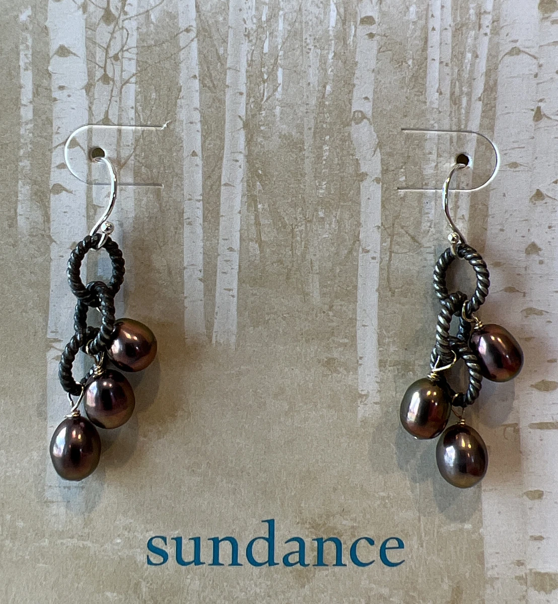 NWT Sundance Catalog Silver Pearl Plumage Earrings