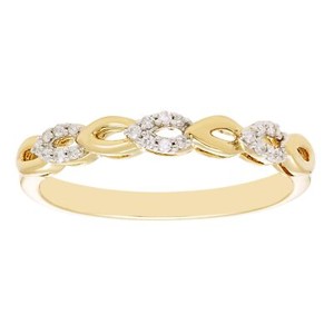 Authentic Diamond Stacking Ring in 14K Yellow Gold Plated Silver