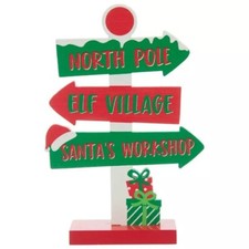 North Pole Directions Sign Christmas Decor 5.65"