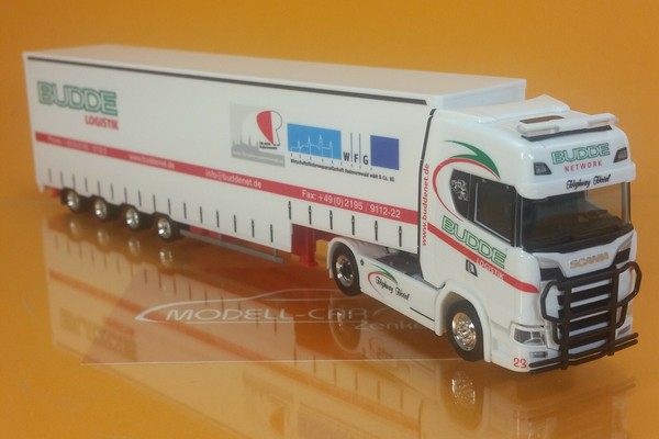 Herpa 314374 Scania Cs 20 Highline Volumen-Sz Bls Budde Logistik Spedition 1:87-image