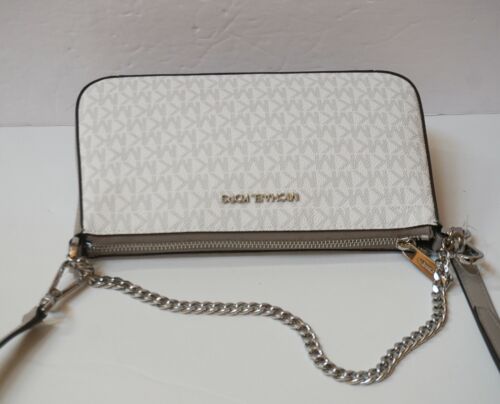 MICHAEL KORS JET SET TRAVEL POUCHETTE CHAIN SHOULDER CROSSBODY BAG MK WHITE GRAY - 第 6/12 張圖片