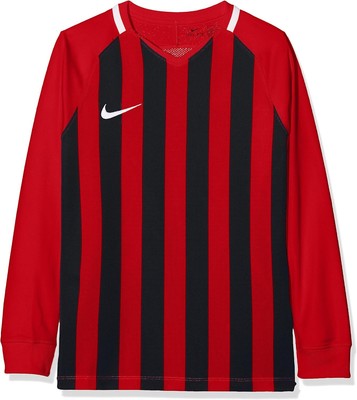 Nike Kids T-Shirt Striped Division III Long Sleeve Jersey, Red / Black / White, 