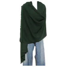 Cashmere|Shawl/Wrap|2 Ply|Hand Loomed|Nepal|Mini Herringbone|Emerald Green