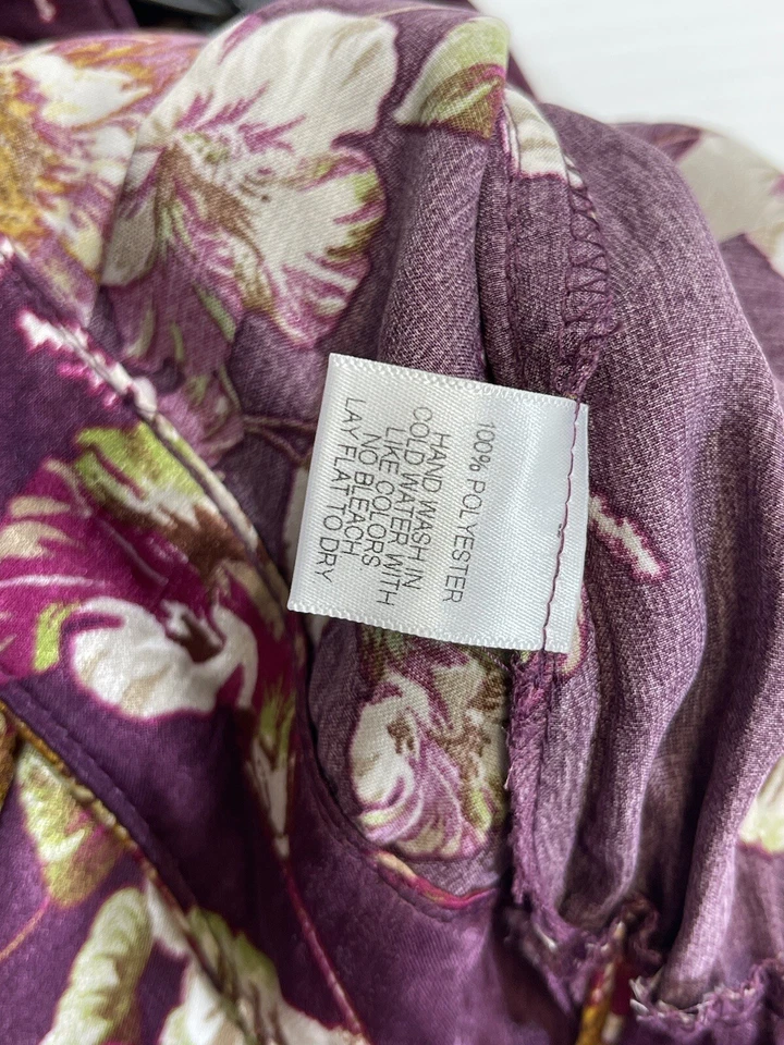 Pantalones Harlow & Graham Para Mujer Granate Estampado Floral Elástico Cintura Bolsillos Puños S Foto 4 de 4