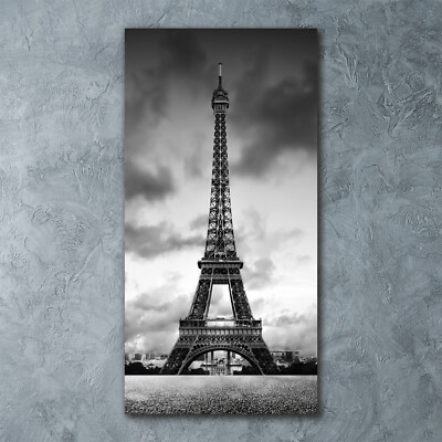 Wandbild Kunst-Druck auf Hart-Glas senkrecht 60x120 Eiffelturm Paris