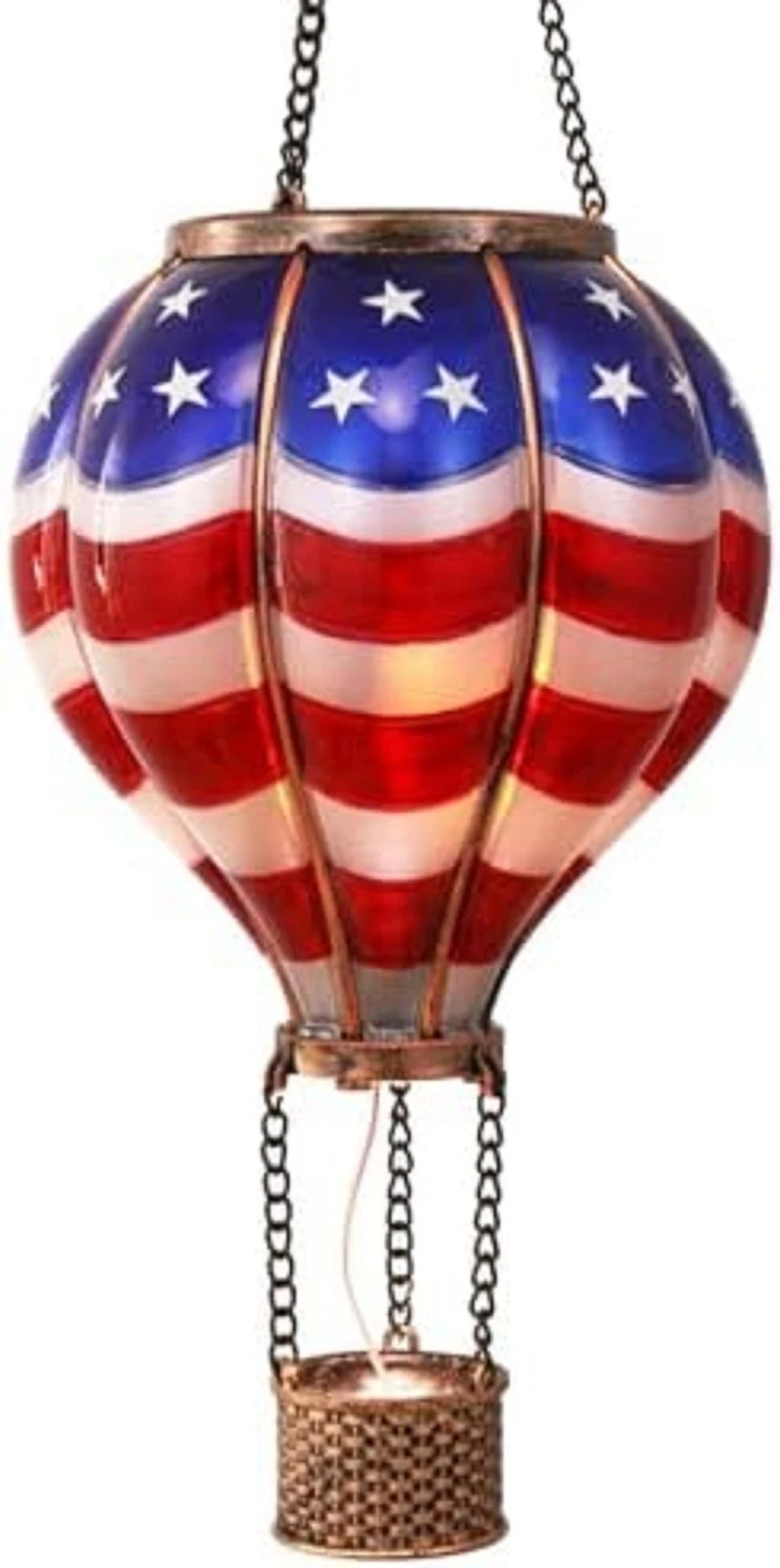 Hot Air Balloon Solar Lantern for Patriotic Garden Decor, 4th of July Hanging...