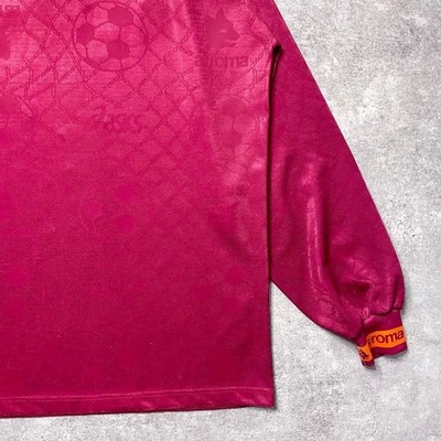 AS Roma 94-95 Home L/S Jersey Asics L(US M) Lace-Up Italy
