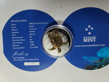 2010 Fiji Taku Hawksbill Turtle $2 1oz Silver Proof Gilded Coin /w OGP