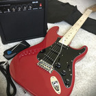 Full-Size Red Electric Guitar and Amp Starter Package with 20-watt Amp & Gig Bag