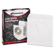 CD/DVD ENVELOPES, CLEAR WINDOW, 1 DISC CAPACITY, WHITE, 50/PACK INNOVERA