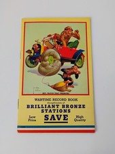 1940s Brilliant Bronze Johnson Gasolene Gas Stations War Time Record Book WW2