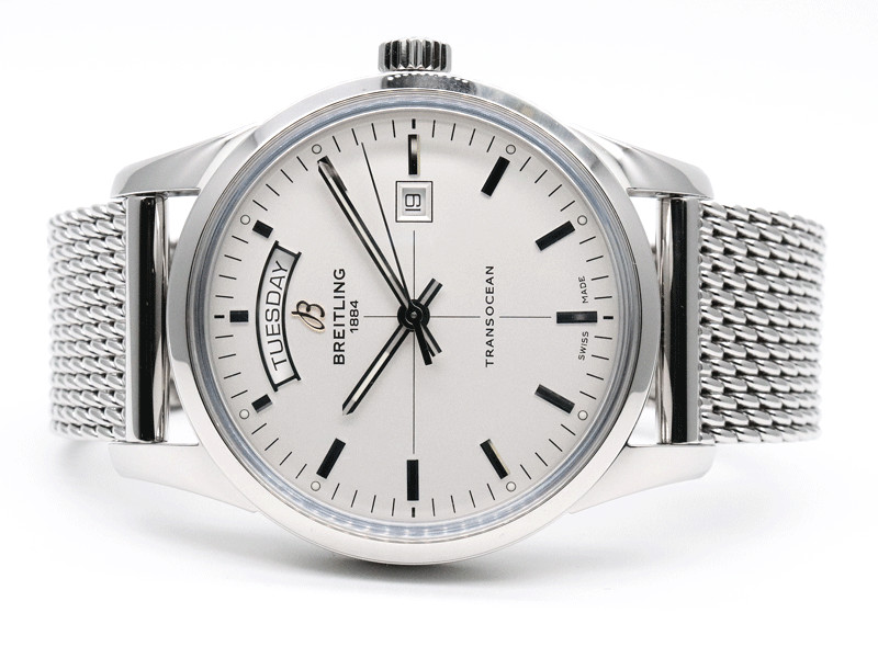 Breitling Transocean Day Date A45310 Silver Automatic Polished Watch Box Paper image 8
