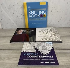 Lot Of 4 Knitting Patterns , Techniques , Yarn , Needles , Stitches  Ect …