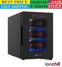 Ionchill 6-Bottle Wine Cooler, New Standard Door Mini Fridge Temp Control, 9.75"