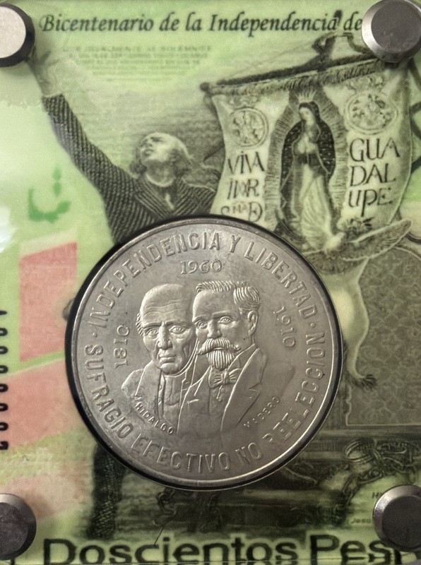 1960 Mexican 150Y WAR OF INDEPENDENCE Hidalgo Madero Silver 10 Pesos Coin