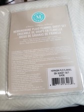 MARTHA STEWART QUEEN SIZE FLANNEL SHEET SET -DEEP POCKET-C0LOR SAGE HERINGBONE