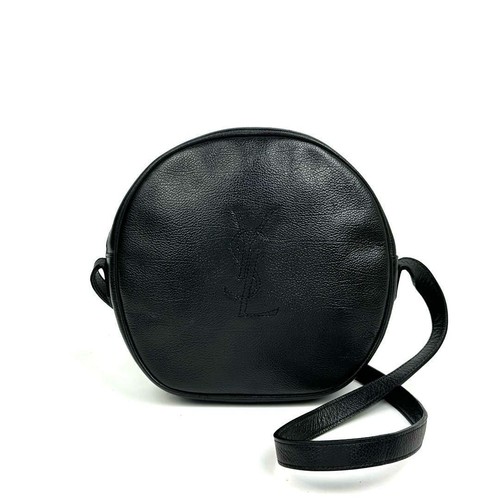 Yves Saint Laurent YSL Shoulder Bag Black Leather Stitch Used