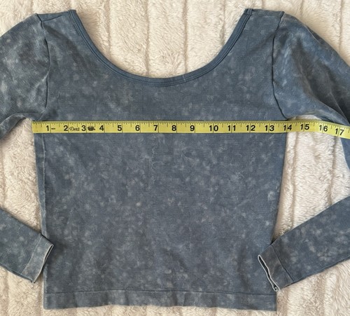 Lulus Damen blau Langarm U-Ausschnitt Rücken Crop Top Stretch Größe Small - Bild 5 von 5