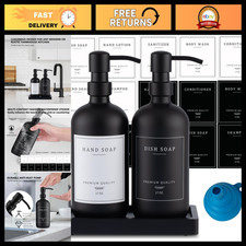 Thick Black Glass Soap Dispenser Set - Farmhouse Kitchen  Bathroom Decor, Rustp