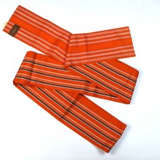 Kimono Hakata Obi Half Width Silk Stripe Vintage 11  8  Yukata Free Shipping