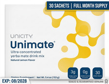 Unicity Unimate Lemon Drink Mix 30 Sachets Energy Metabolism Support Exp/2028 US