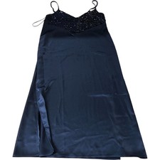 River Island Navy Sequin Evening Dress UK10 Women's Beaded Sleeveless Maxi