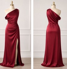 Show Me Your Mumu Jodie Dress Womens Medium Cranberry Luxe Satin Lined Side Slit