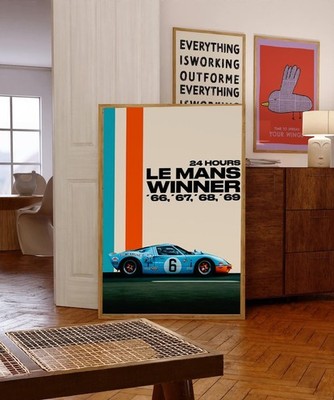 24 Hours Le Mans Winner 1966 1967 1968 1969 Vintage Racing Poster