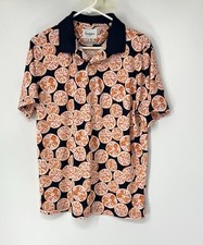 Goodfellow Men's Citrus Pattern Polo Shirt large Short Sleeve Orange Top Casual
