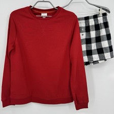 Target Wondershop Christmas Pajama Set Red Pullover White Buffalo Plaid Shorts S