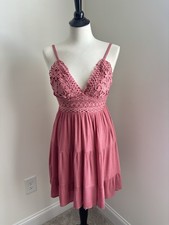 NWT Windsor Casual Cutie Linen Skater Dress Size M Mauve Coquette Balletcore