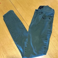 Banana Republic Women's Green Solid Skinny Pants Twill Flat Front Pockets 2