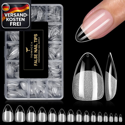 Kunstnagelspitzen Set 510 Stück kurze Mandel Nageltips für Gelnägel & Nail Art
