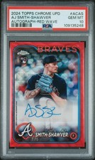 PSA 10 2024 Topps Chrome Update AJ Smith-Shawver Auto RC Red Wave Refractor 1/5