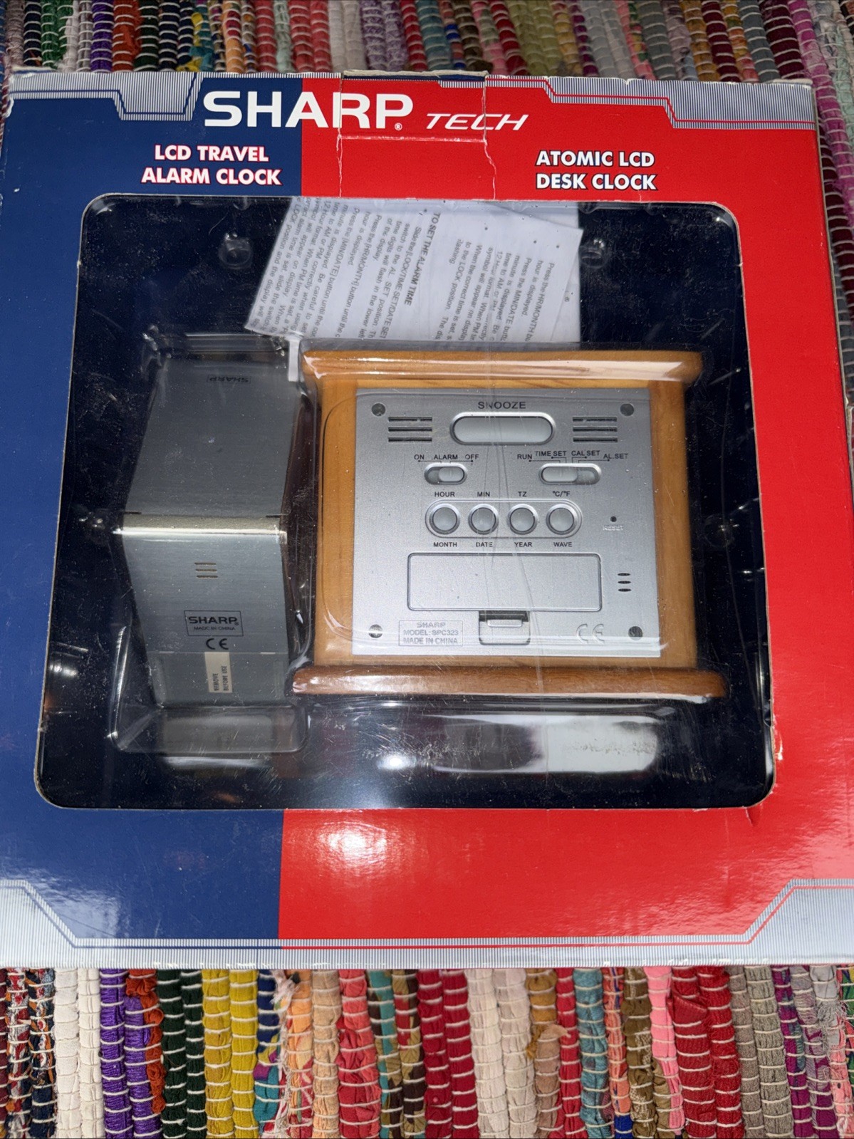 Sharp Tech Atomic LCD Desk Clock & LCD Travel Alarm Clock SPC324SC New in Box.