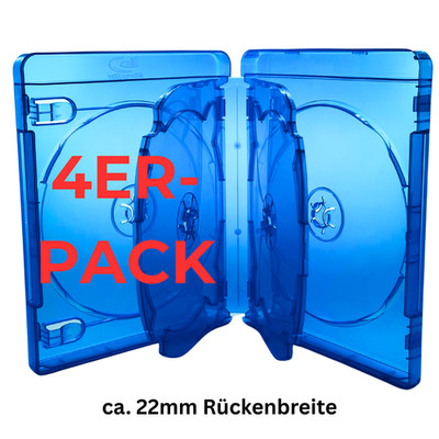 4 Stk Blu-ray Leerhüllen Hüllen Box 6-fach 6er 22 mm für je 6 BD / CD / DVD blau