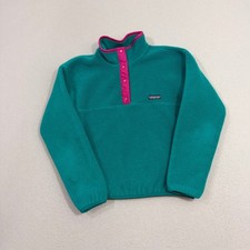 Patagonia Fleece Pullover Women 8 Teal Synchilla Snap-T Vintage Made in USA
