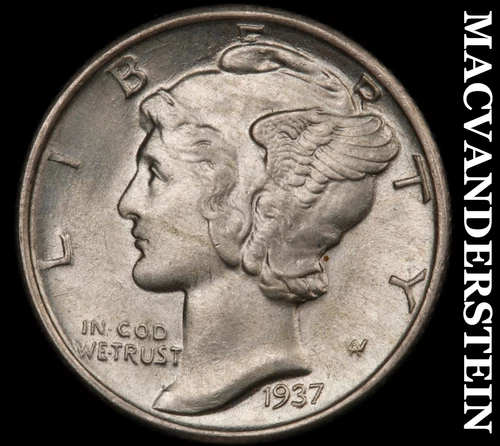 1937 Mercury Dime- Full Split Bands Choice Gem Brilliant Unc+++ Luster #i2417
