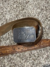 Wells Fargo And Co. Omaha Leather Belt And Brass Belt Buckle 1970's