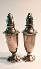 Antique Sterling Silver Pair Salt/Pepper Shakers by M Fred Hirsch 2 Available