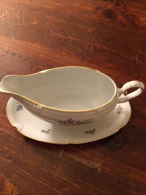 Vintage Royal Heidelberg Winterling Porcelain Germany Gravy Boat with Underplate