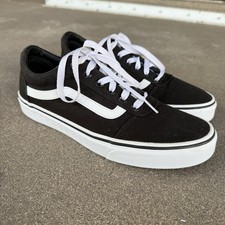 Vans Ward Sneakers Canvas Black White Classic Women Skater Shoes Size 10 NEW