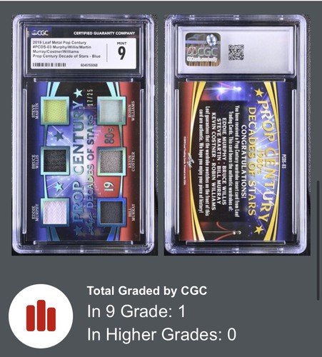 2019 POP CENTURY RELIC, Bruce Willis, Robin Williams, Costner, CGC Graded, Rare!