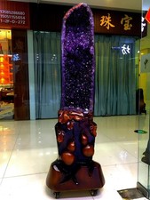 305.4LB TOP! Natural Uruguay Amethyst geode quartz crystal cathedral+stand