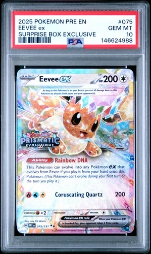 2025 POKEMON PRE EN-PRISMATIC EVOLUTIONS SURPRISE BOX EXCLUSIVE EEVEE EX PSA 10