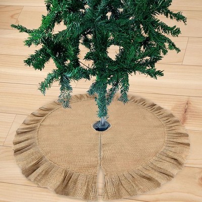 Christbaumrock, runder Christbaumschmuck Leinen Sackleinen Weihnachtsbezug für Herbst