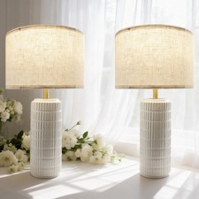 23" Modern Ceramic Table Lamps for Bedroom Set of 2,Farmhouse Bedside Night S...