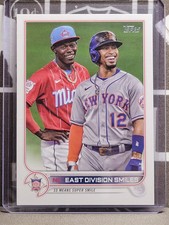 Jazz Chisholm Francisco Lindor NL East Division Smiles 2022 Topps Series 1 Check
