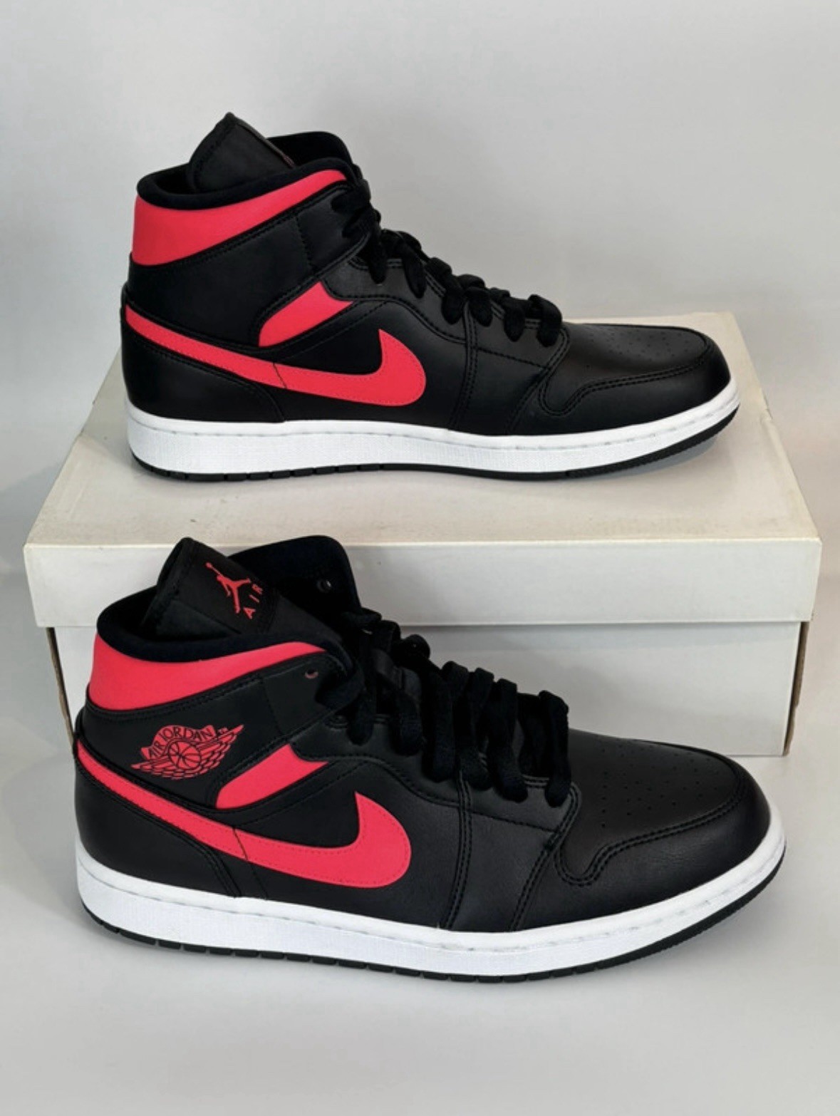 Nike Air Jordan 1 Mid Black Siren Red White Trainers Women's UK 8.5