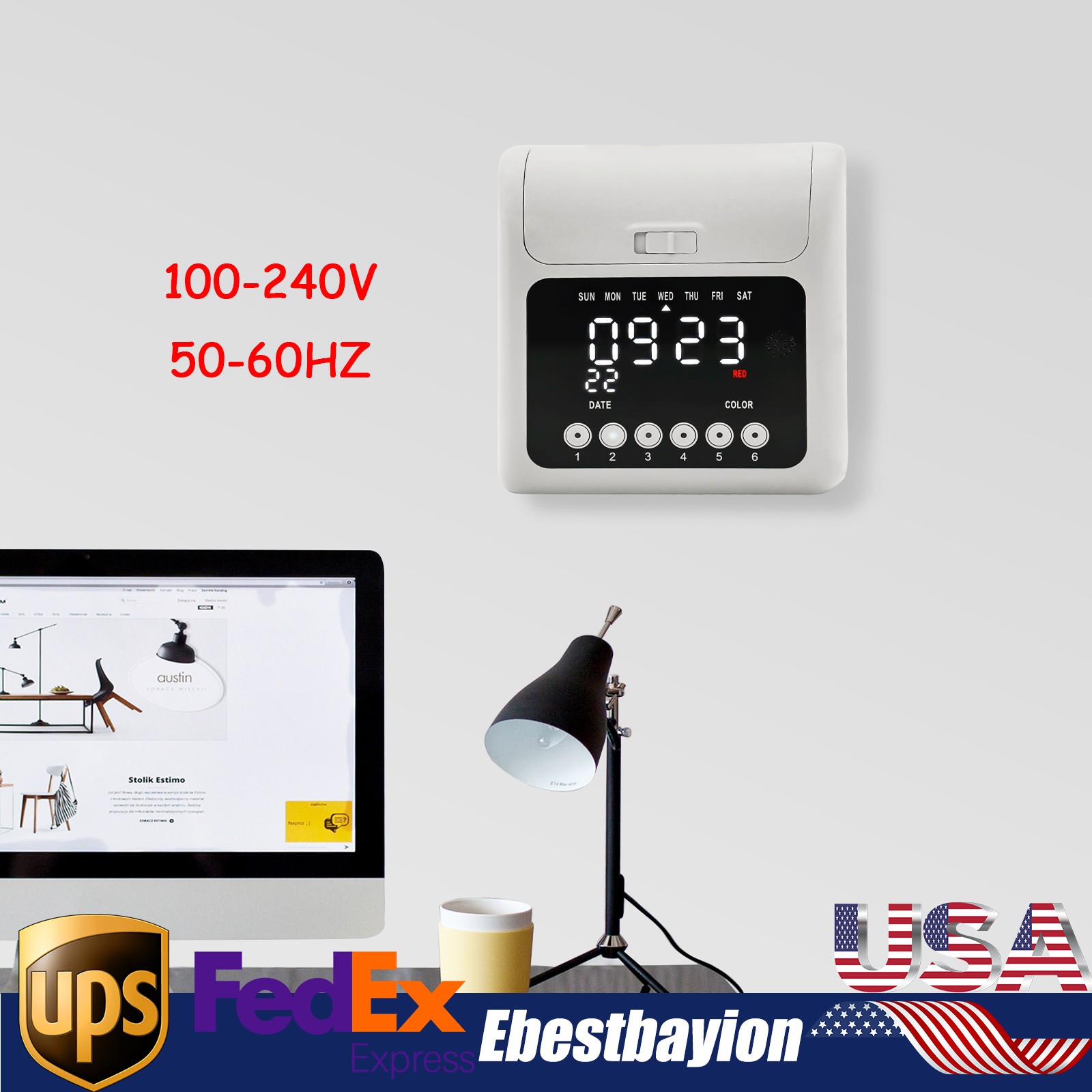 Digital Employee Time Clock with LCD Display & 50 Cards for Payroll Tracking